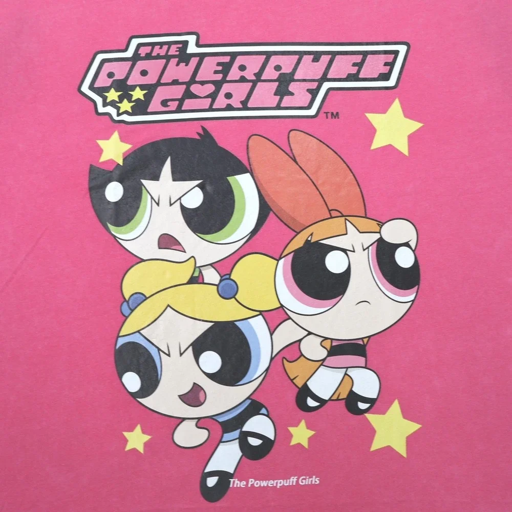 Romwe Powerpuff Girls T-Shirt Womens Large Pink Excellent Graphic Cartoon Tee